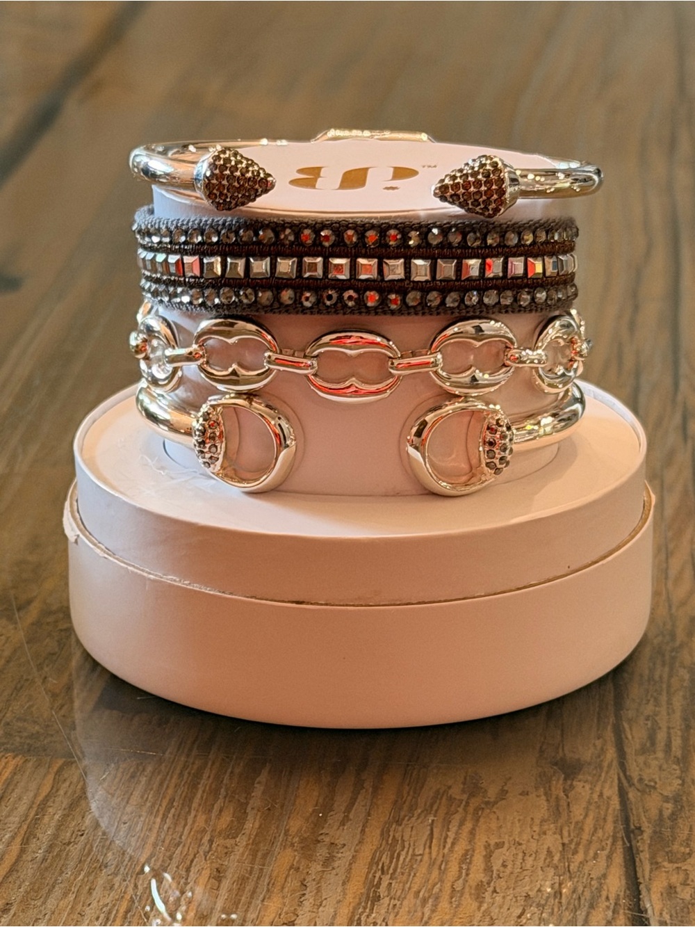 Bomb Party Bracelets! New! Personally Curated Stack on Silver with Gray and CZ